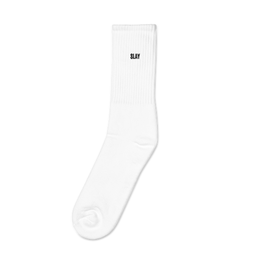 Slay White Crew Sock