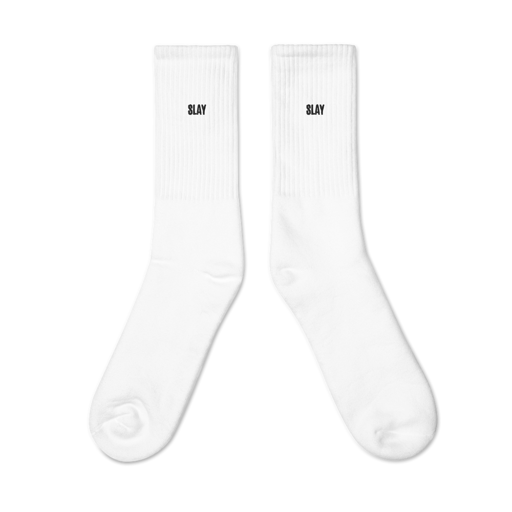 Slay White Crew Sock