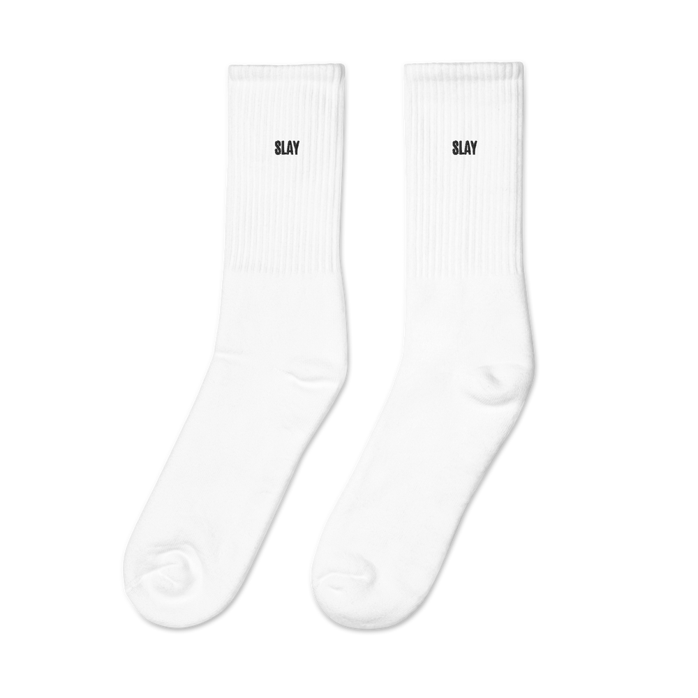 Slay White Crew Sock