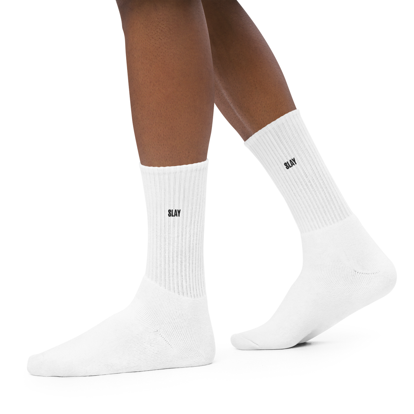 Slay White Crew Sock