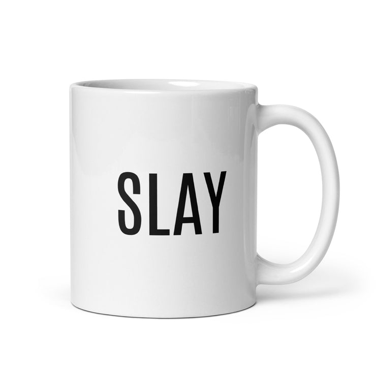 Slay White glossy mug